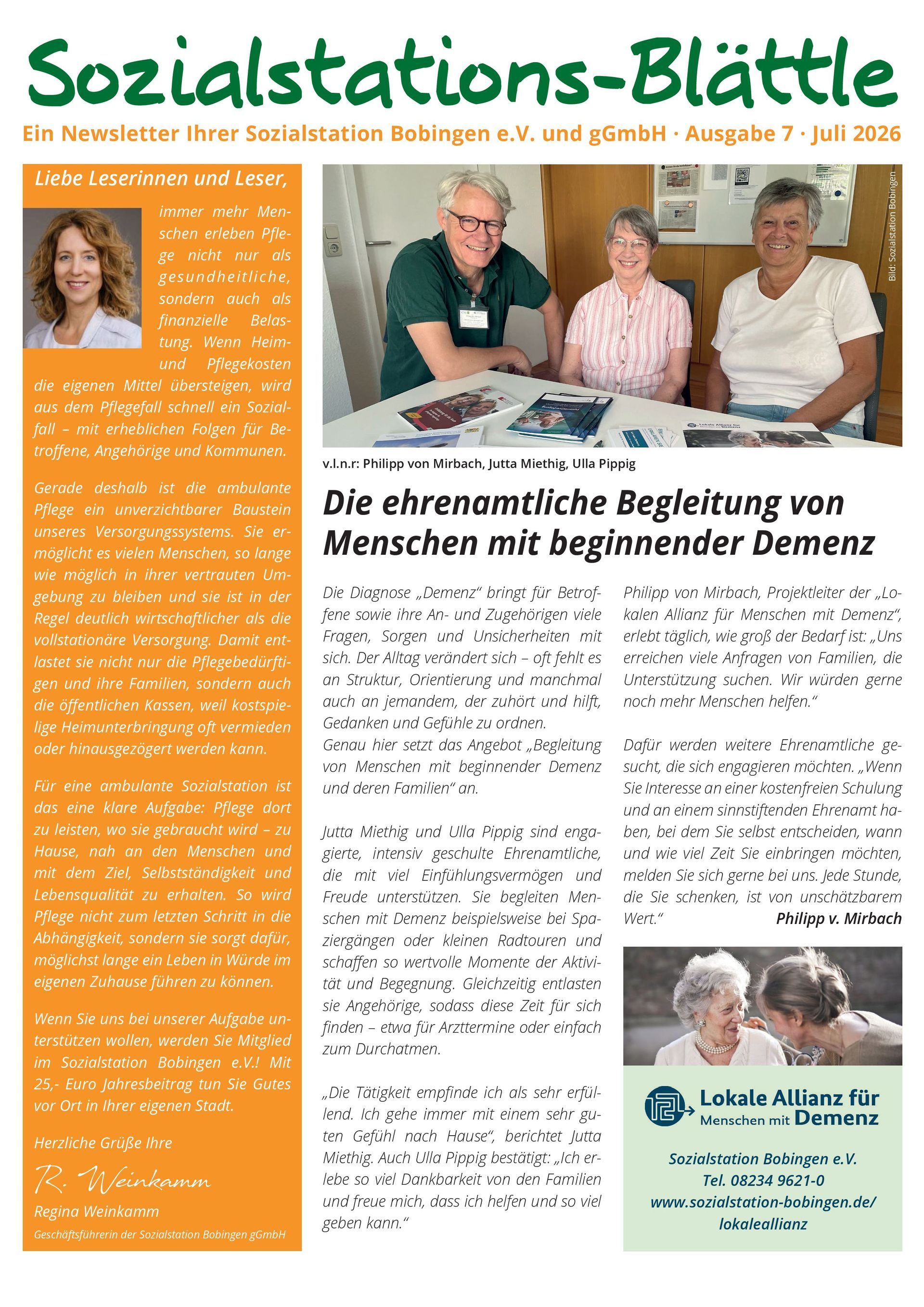 Bild Sozialstations-Blättle Ausgabe 7 Juli 2026
