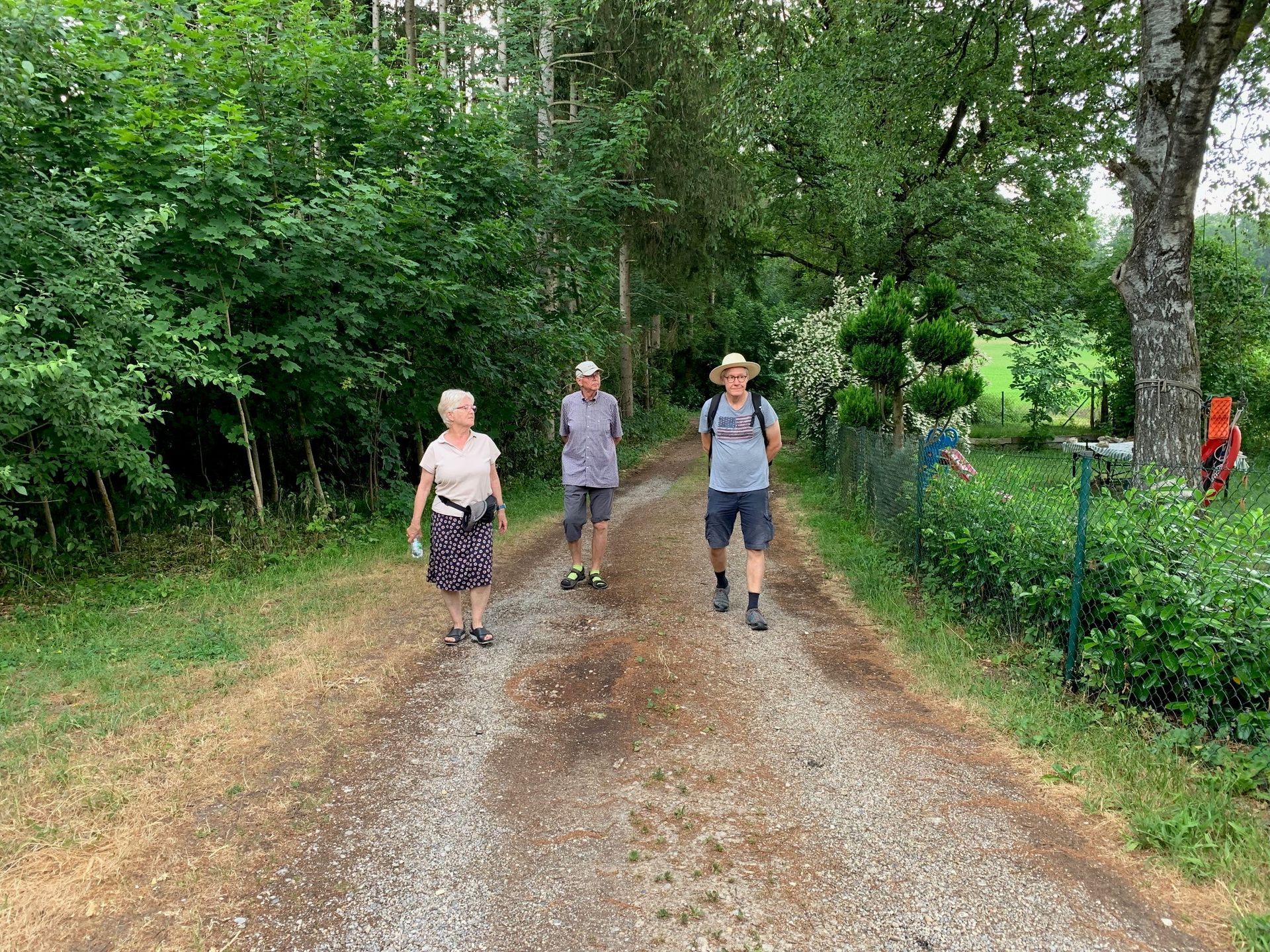 Spaziergang zu Barfußpfad & Wassertretanlage in Wehringen am 21.6.2023 
Wetterglück muss man haben. Bei strahlendem Sonnenschein, aber noch erträglichen Temperaturen, sind wir abends, überwiegend auf Waldwegen, gelaufen. An der Anlage haben wir uns 
abgekühlt und eine kleine Pause mit Snack eingelegt. Es war einfach herrlich!