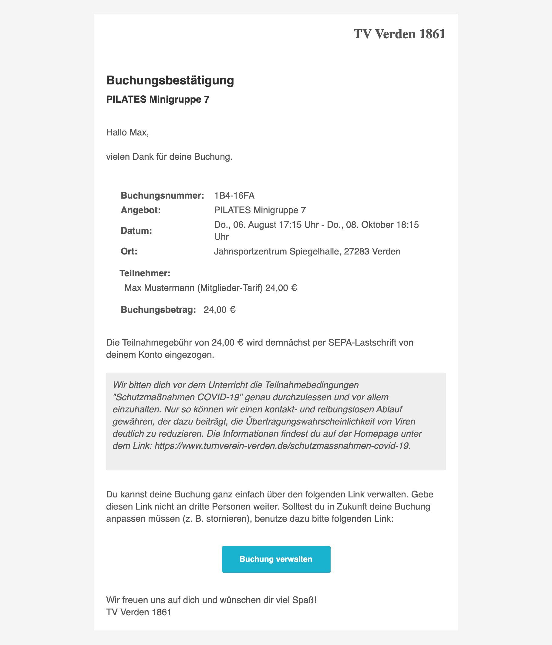 Schritt 5 Kursanmeldung