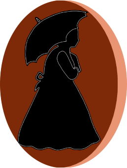 Sprungmarke, kleine Frau mit Sonnenschirm, Logo