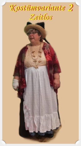 blauer Rock, rosafarbene Bluse, weiße Schürze, Jacke, Strohhut mit Blauer Schleife,