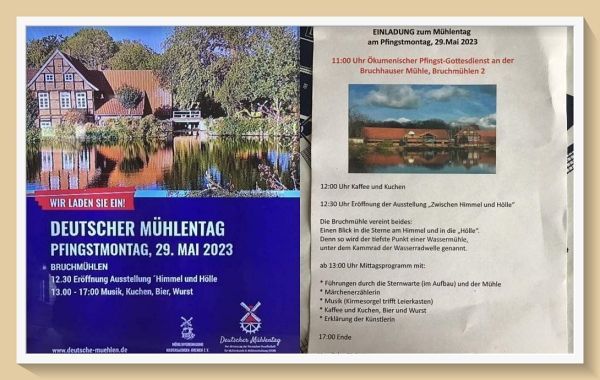 Deutscher Mühlentag, Foto: Einladung zum Deutschenmühlentag Pfingstmontag 29.05.2023, Thema: Märchen zwischen Himmel und Hölle; Foto ©Britta Ogasahara