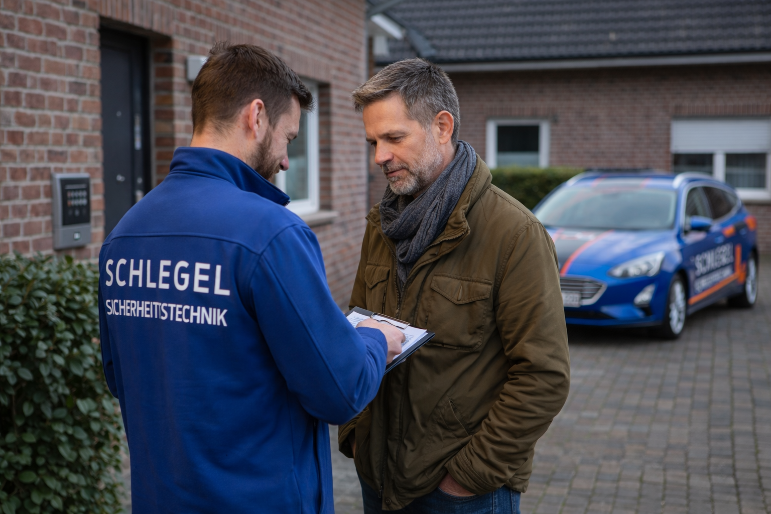 Mitarbeiter von Schlegel-Sicherheitstechnik bei der Sicherheitsberatung