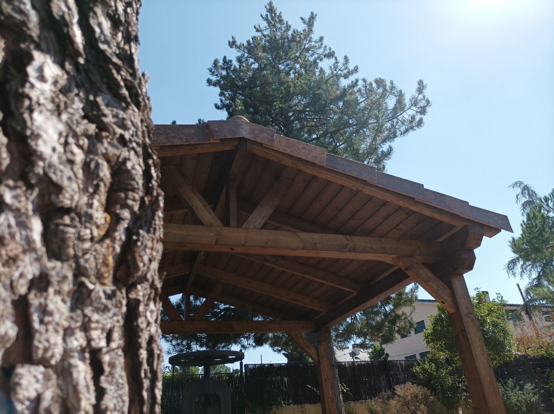 cenador de madera 2 aguas