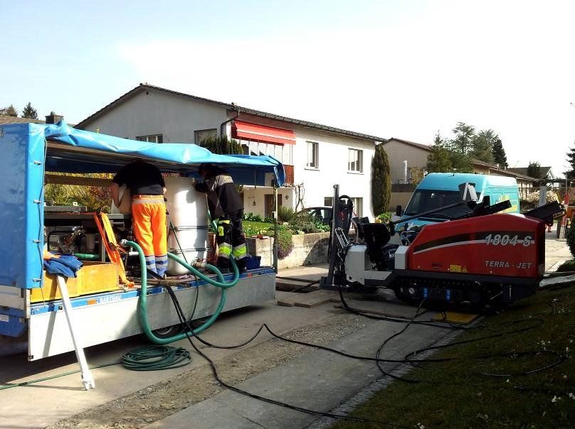 Forage horizontal dirigé HDD avec la Foreuse Horizontale Dirigée HDD TERRA-JET DJ10