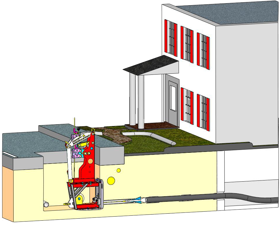 Principe de réhabilitation de branchements avec les éclateurs à câble TERRA-EXTRACTOR