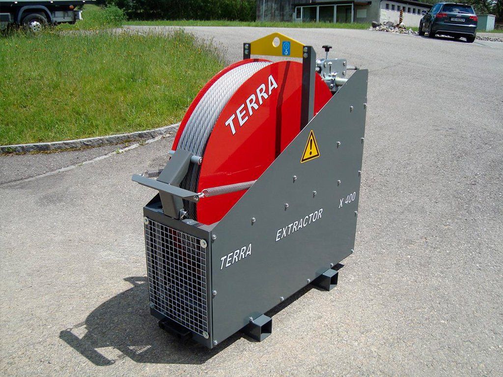 Enrouleur de câble hydraulique de la machine de réhabilitation de canalisations par éclatement ou tubage, Éclateurs à câbleTERRA-EXTRACTOR X400