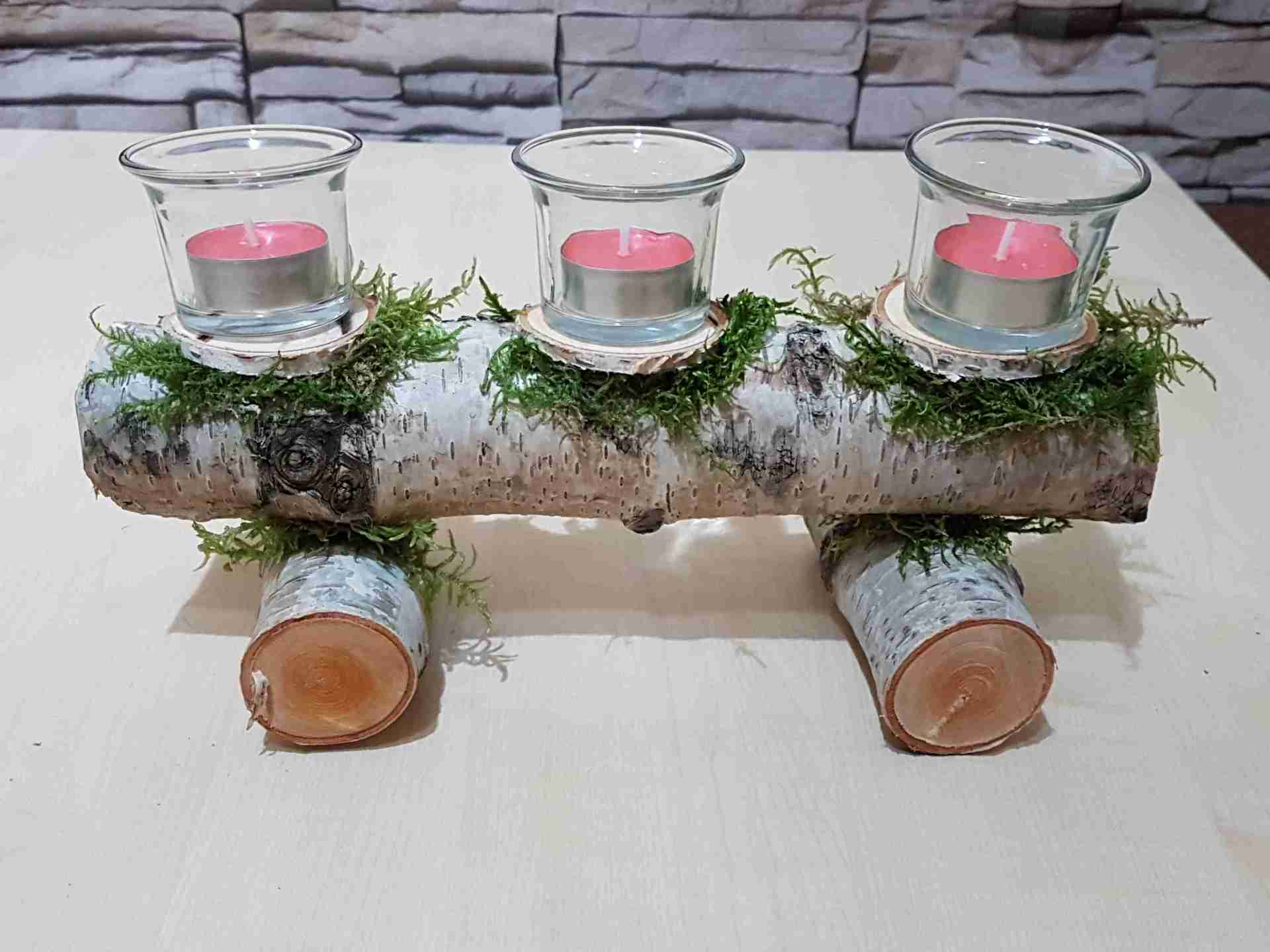 Kerzenständer Teelichhalter aus Holz Birke natur Exklusives Lieblingsstück Unikat Handarbeit