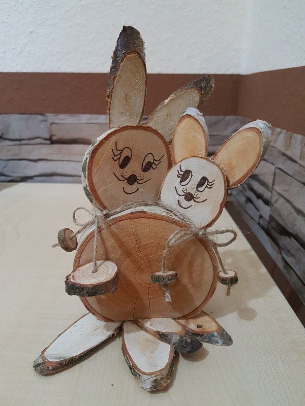 individuelle Osterdekoration Osterhasen aus Birkenholz Unikate