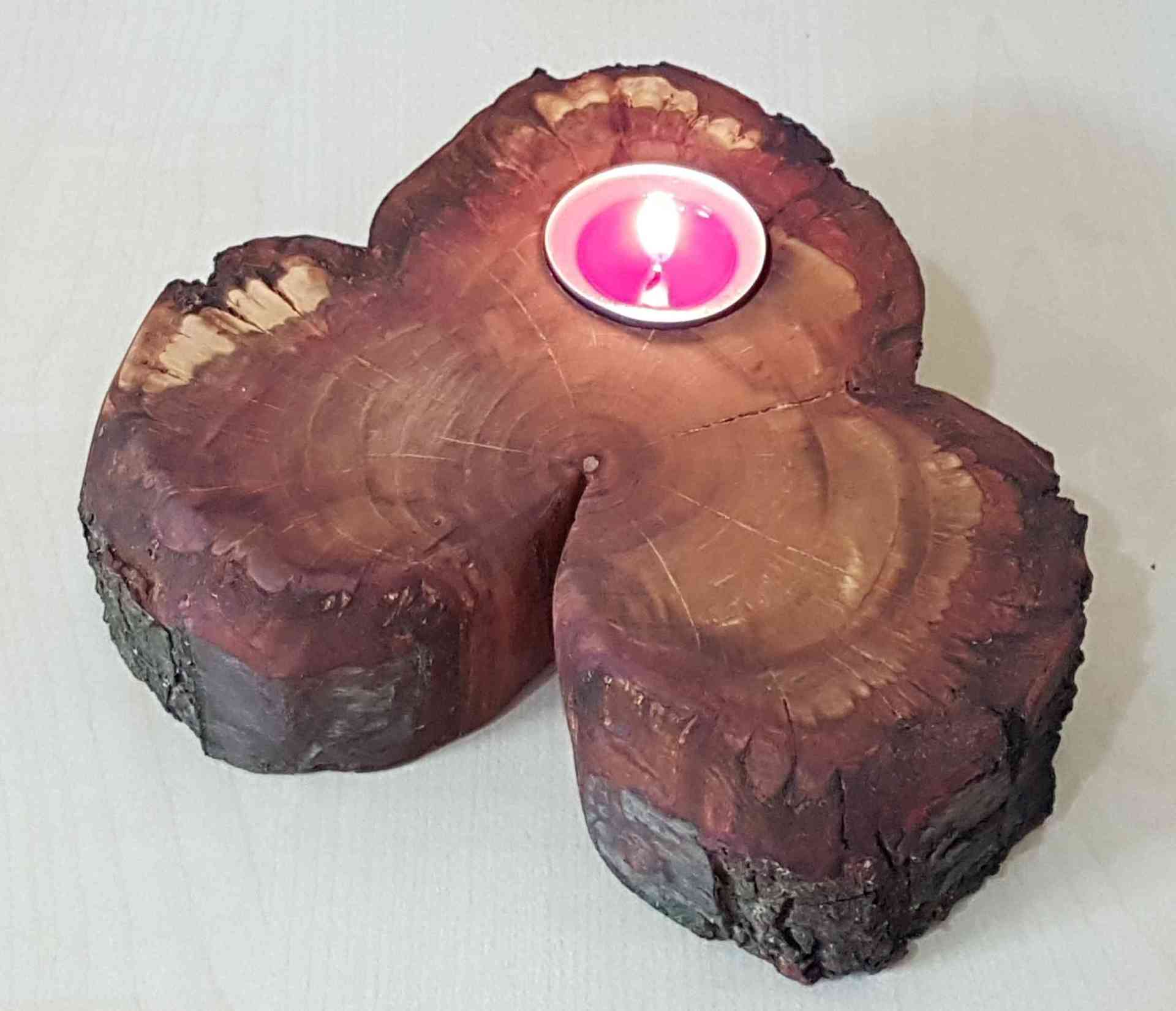 Kerzenständer Teelichhalter aus Holz Pflaume geölt Exklusives Lieblingsstück Unikat Handarbeit