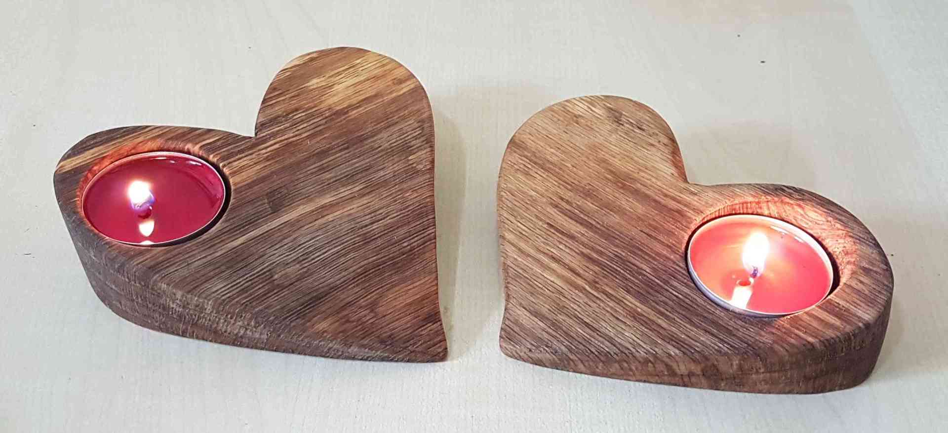 Kerzenständer Teelichhalter in Herzform aus Holz Eiche geölt Exklusives Lieblingsstück Unikat Handarbeit