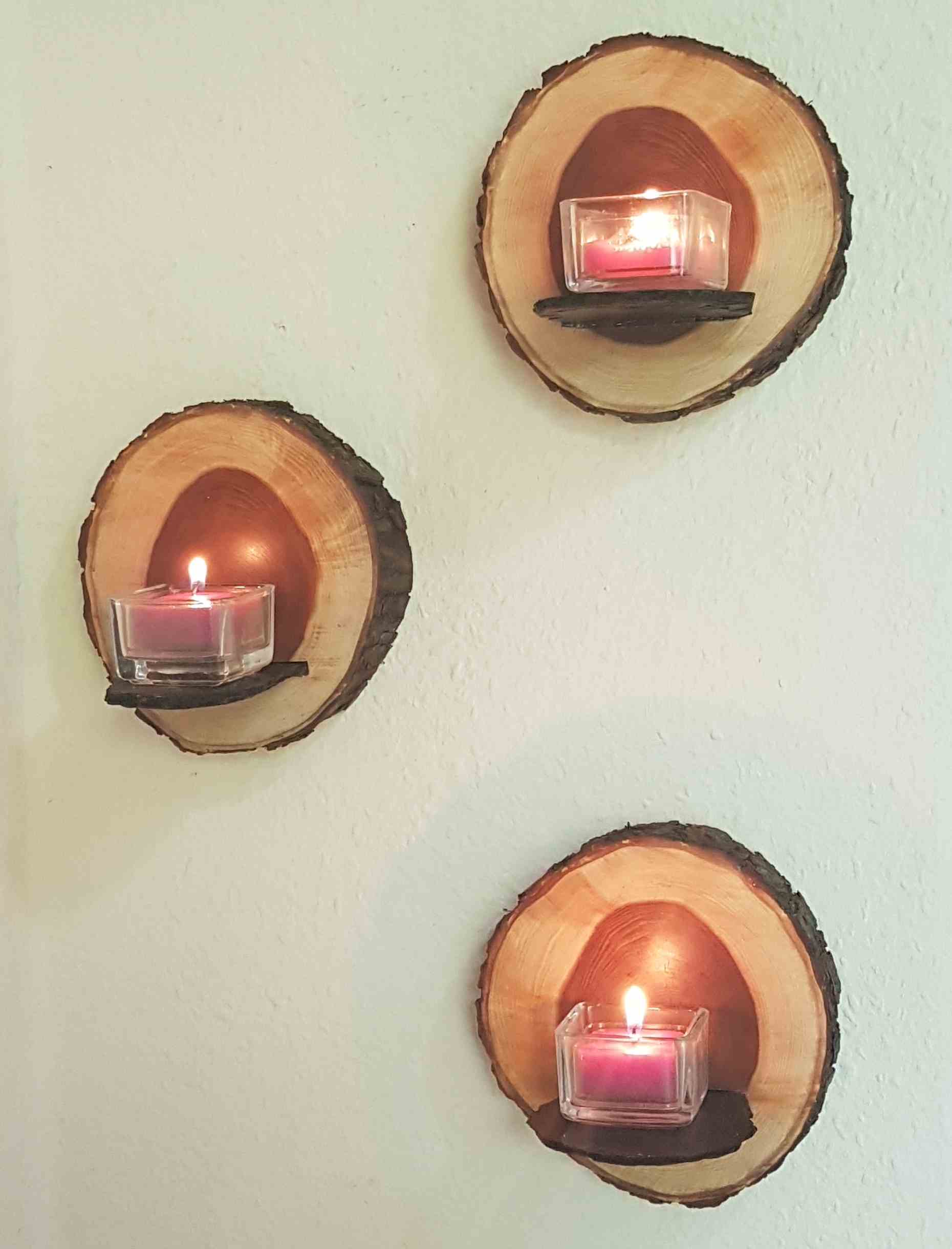 Wanddeko aus Holz mit Schieferbruchstück als Kerzenhalter Exklusives Lieblingsstück Unikat Handarbeit