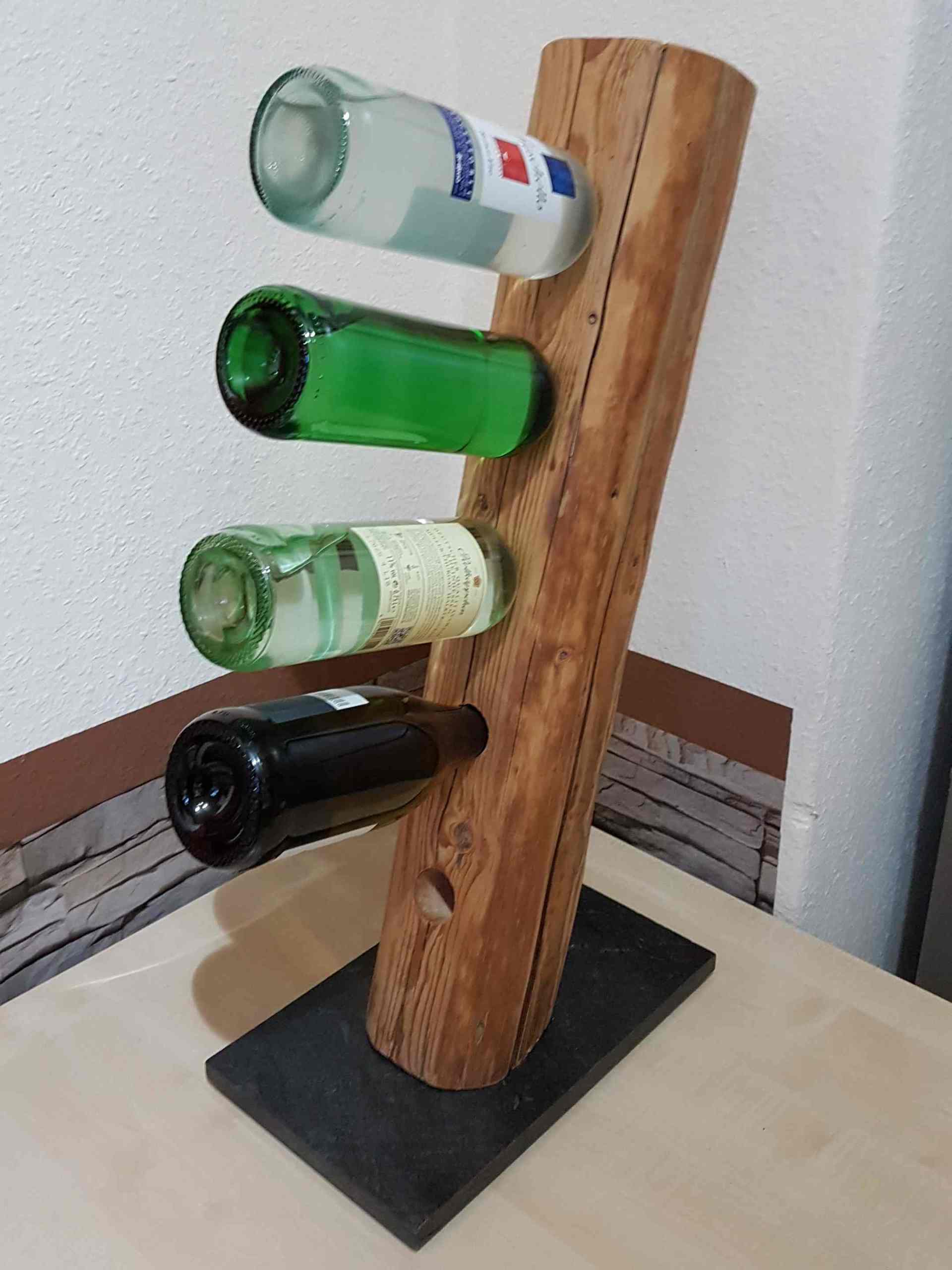 Weinständer aus urigem Holzbalken Exklusives Lieblingsstück Unikat Handarbeit