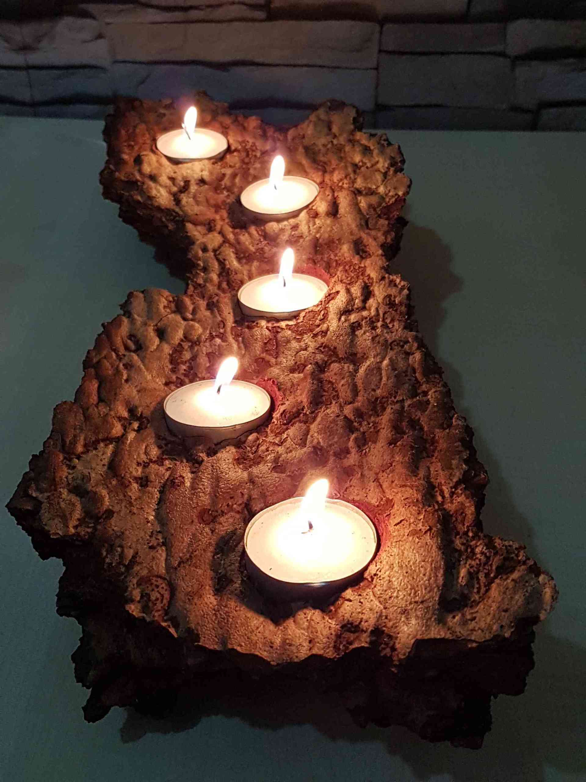 Kerzenständer Teelichhalter aus alter uriger Kiefernrinde geölt Exklusives Lieblingsstück Unikat Handarbeit