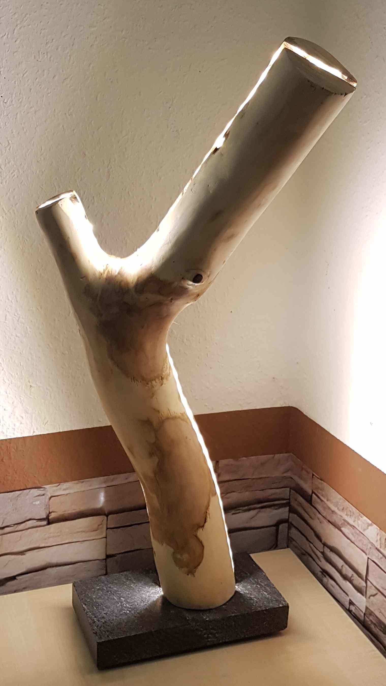 Tischlampe aus Ahornast mit LED Stripe Unikat Exklusives Lieblingsstück