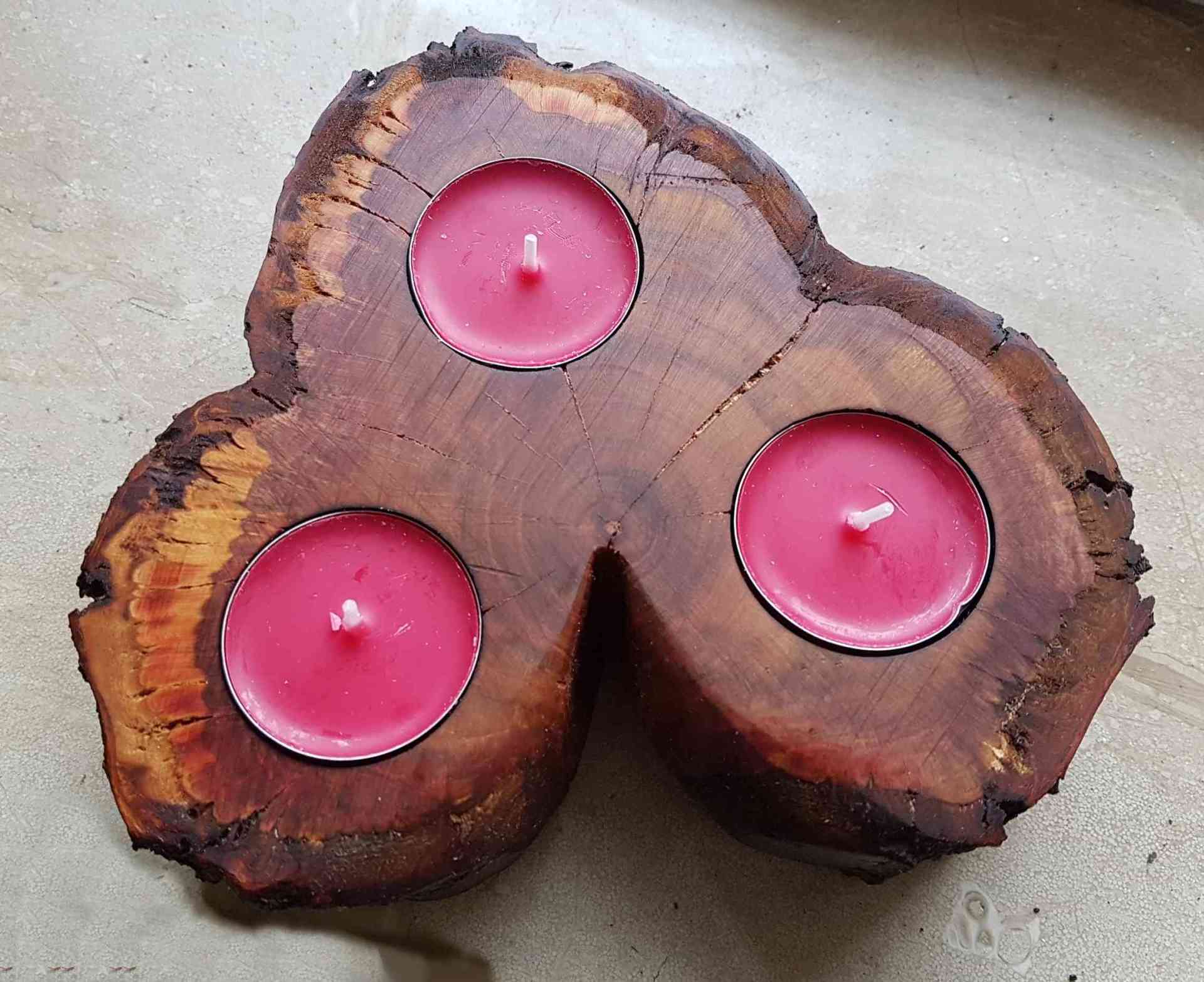 Kerzenständer Teelichhalter aus Holz Pflaume geölt Exklusives Lieblingsstück Unikat Handarbeit