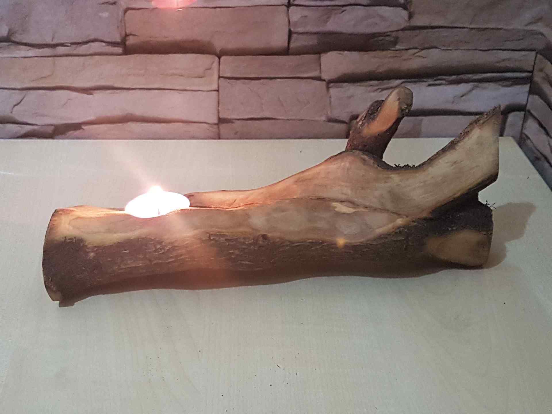 Kerzenständer Teelichhalter aus Holz Efeu Ast geölt Exklusives Lieblingsstück Unikat Handarbeit