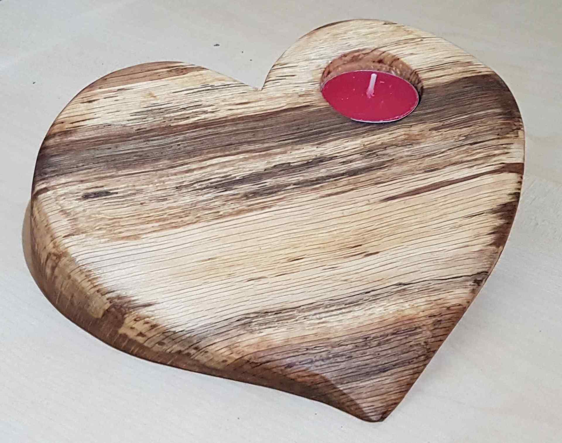 Kerzenständer Teelichhalter in Herzform aus Holz Eiche geölt Exklusives Lieblingsstück Unikat Handarbeit