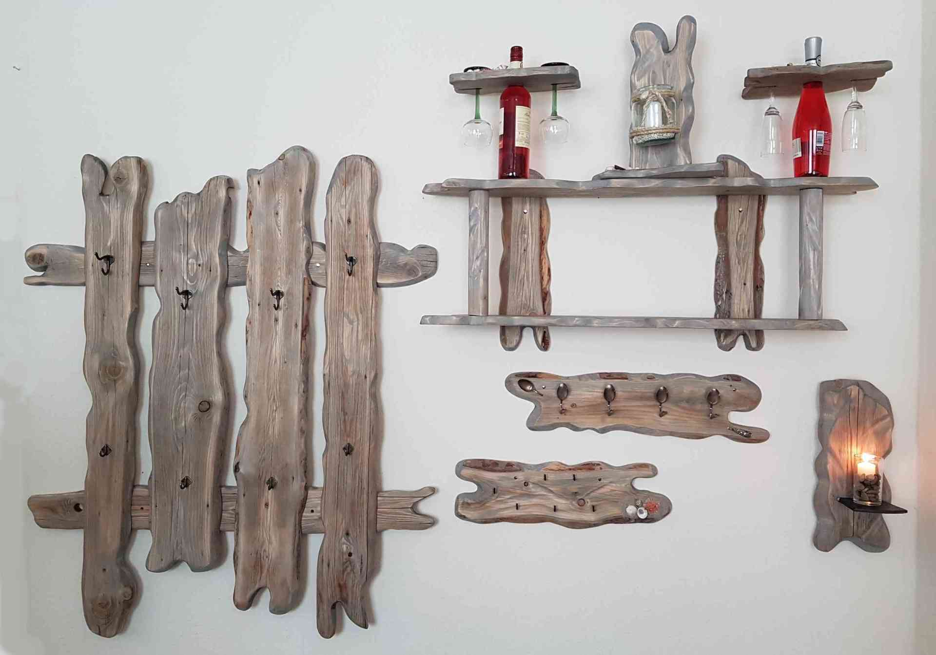 Garderoben Set grau gebeizt alte Bretter Exklusives Lieblingsstück Unikat Handarbeit