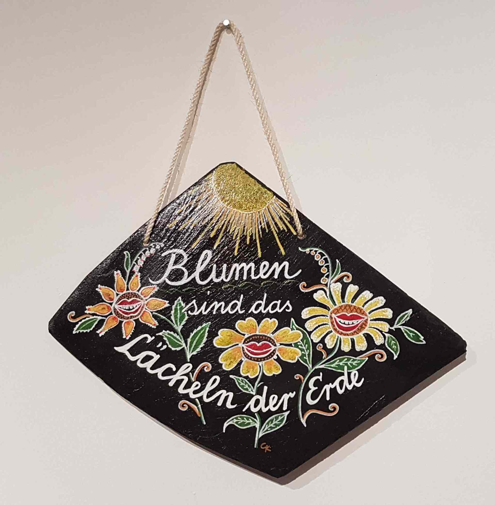 handbemalte alte Schiefer zum Aufhängen Exklusives Lieblingsstück Unikat Handarbeit