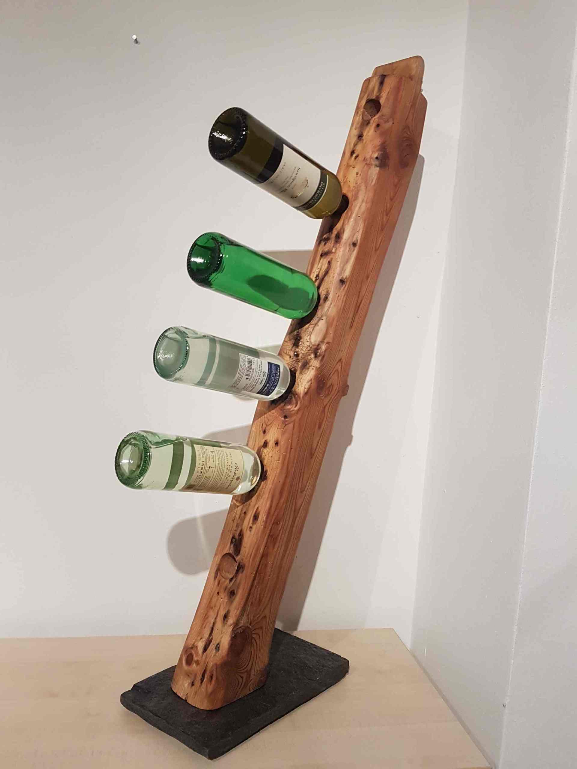 Weinständer aus urigem Holzbalken Exklusives Lieblingsstück Unikat Handarbeit