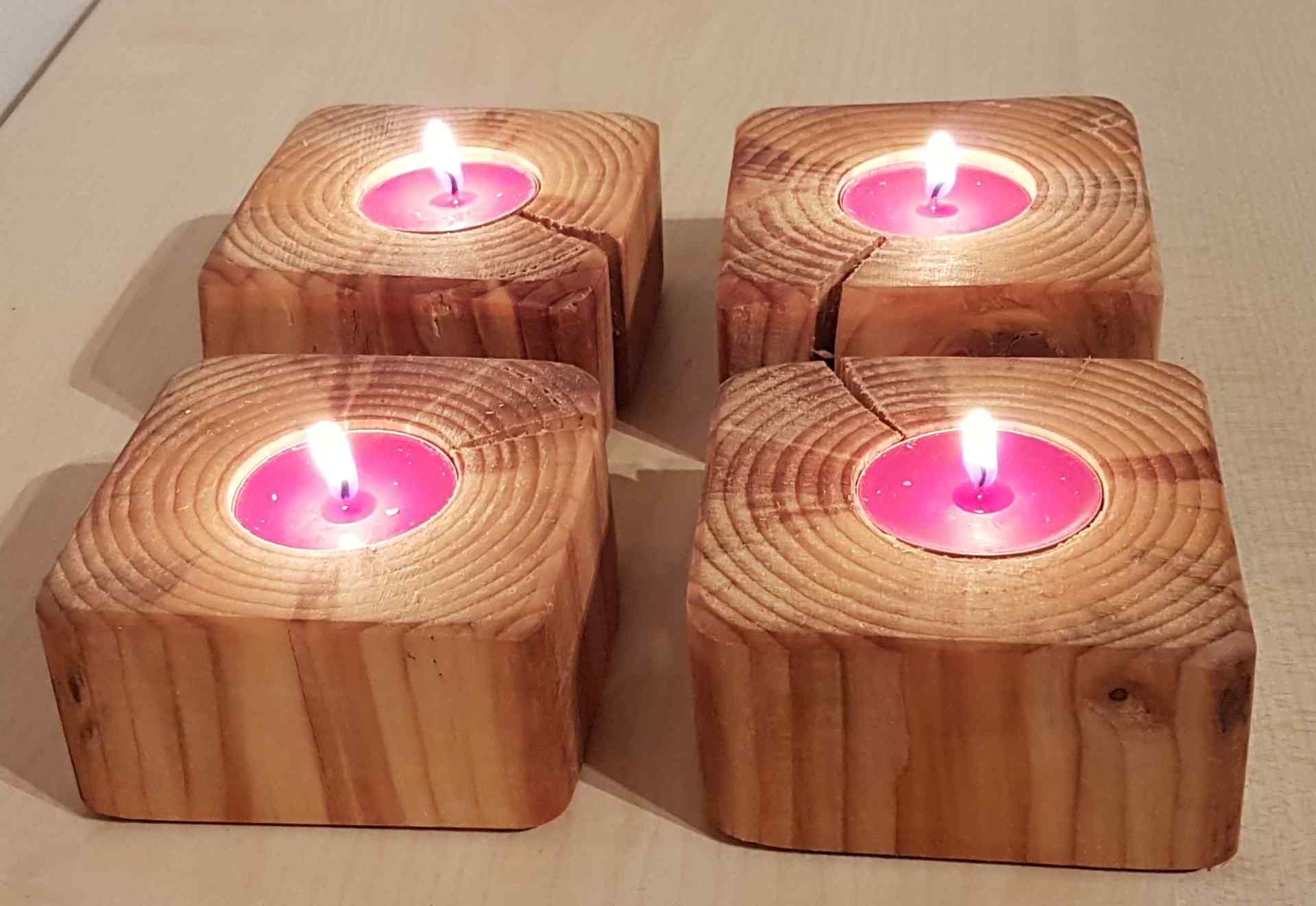 Kerzenständer Teelichhalter aus Holz alter Balken geölt Exklusives Lieblingsstück Unikat Handarbeit