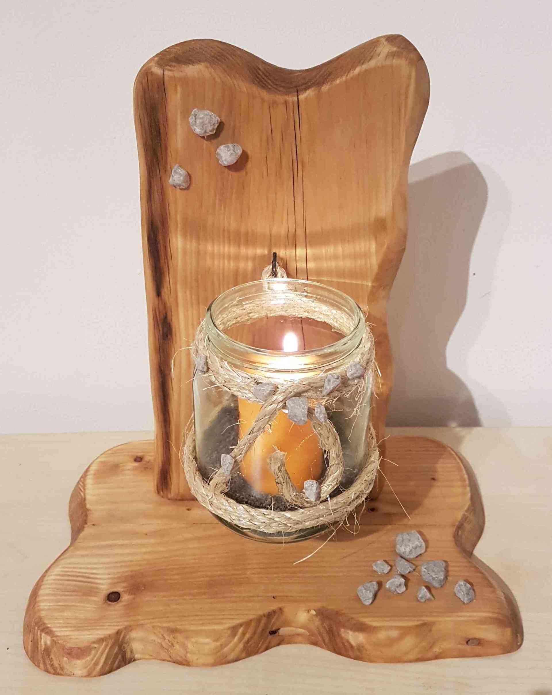 Kerzenständer Windlicht aus Holz Fichte gebeizt Exklusives Lieblingsstück Unikat Handarbeit