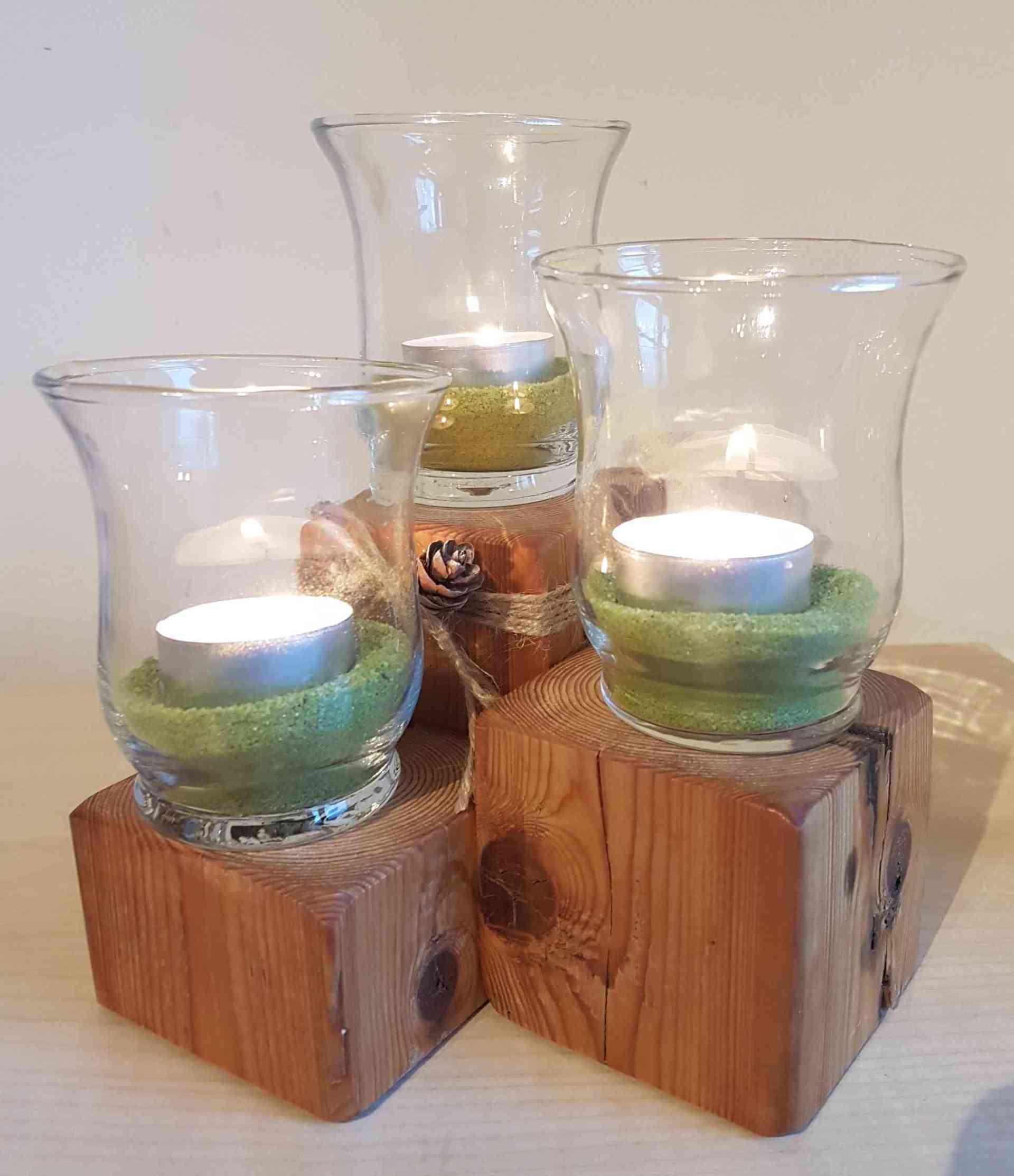 Kerzenständer Teelichhalter aus Holz alter Balken geölt Exklusives Lieblingsstück Unikat Handarbeit