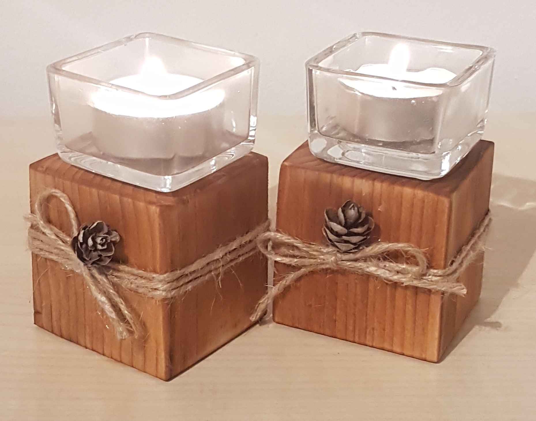 Kerzenständer Teelichhalter aus Holz alter Balken geölt Exklusives Lieblingsstück Unikat Handarbeit