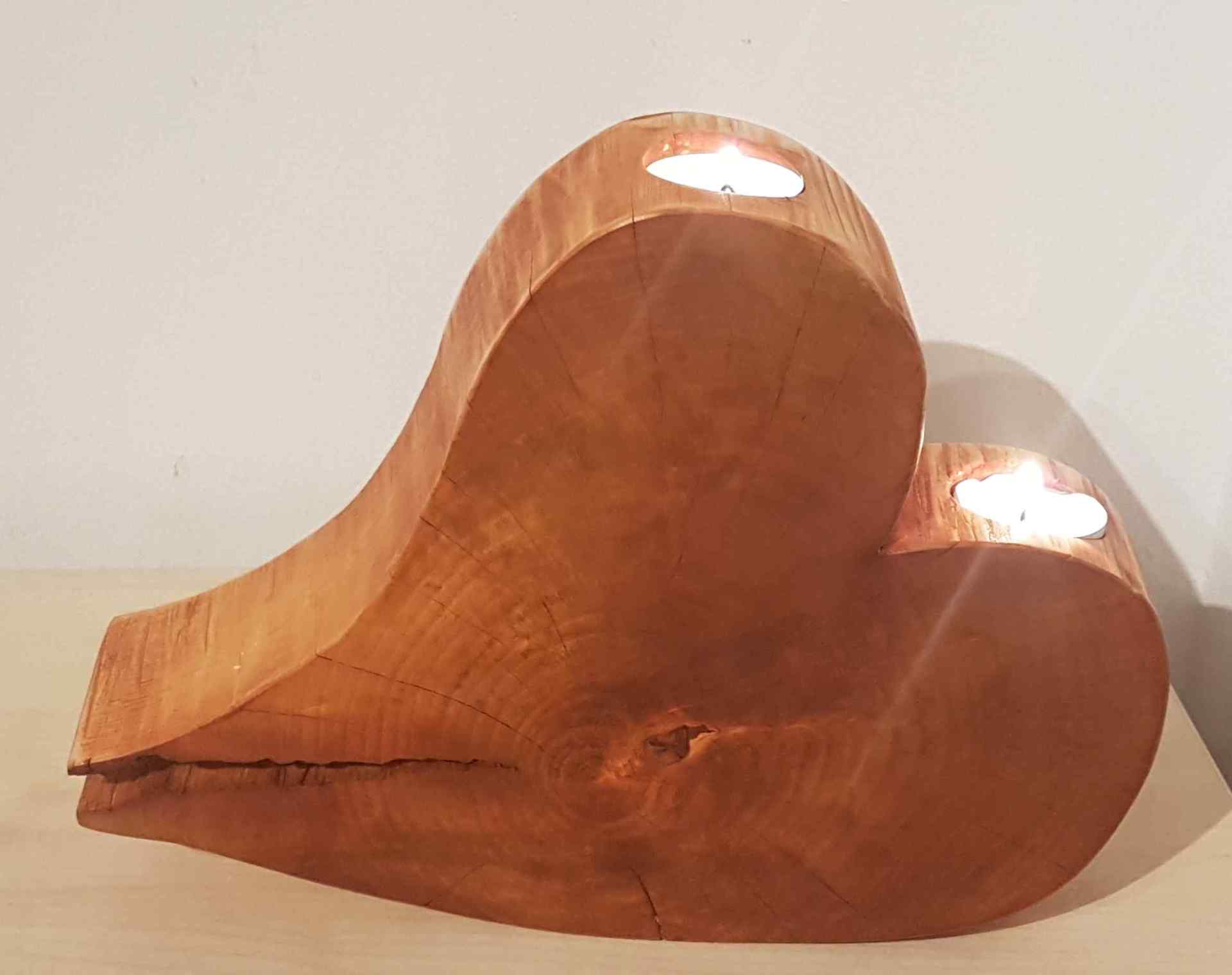 Kerzenständer Teelichhalter aus Holz Linde in Herzform gebeizt Exklusives Lieblingsstück Unikat Handarbeit