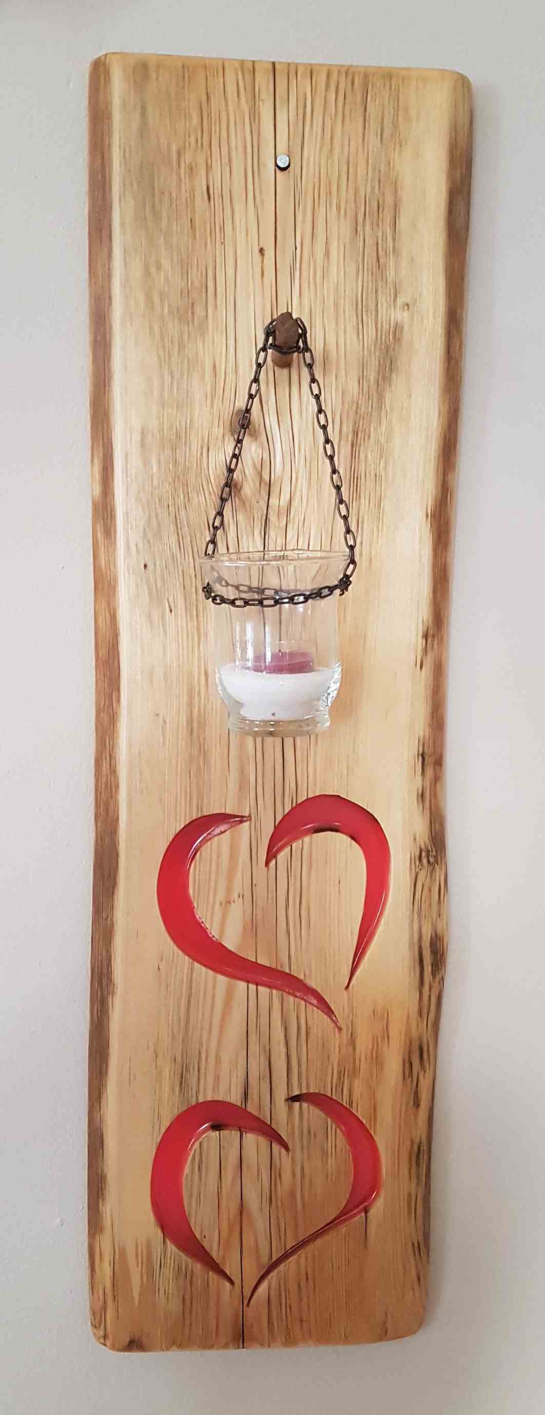 Wanddeko aus Holz altes Brett als Kerzenhalter Exklusives Lieblingsstück Unikat Handarbeit