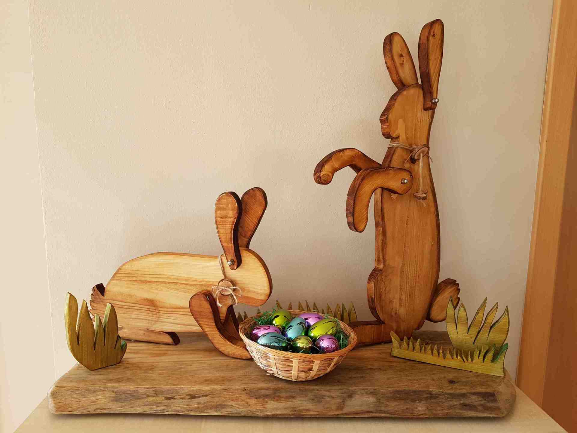 individuelle Osterdekoration Osterhasen aus Holz Unikate Exklusives Lieblingsstück