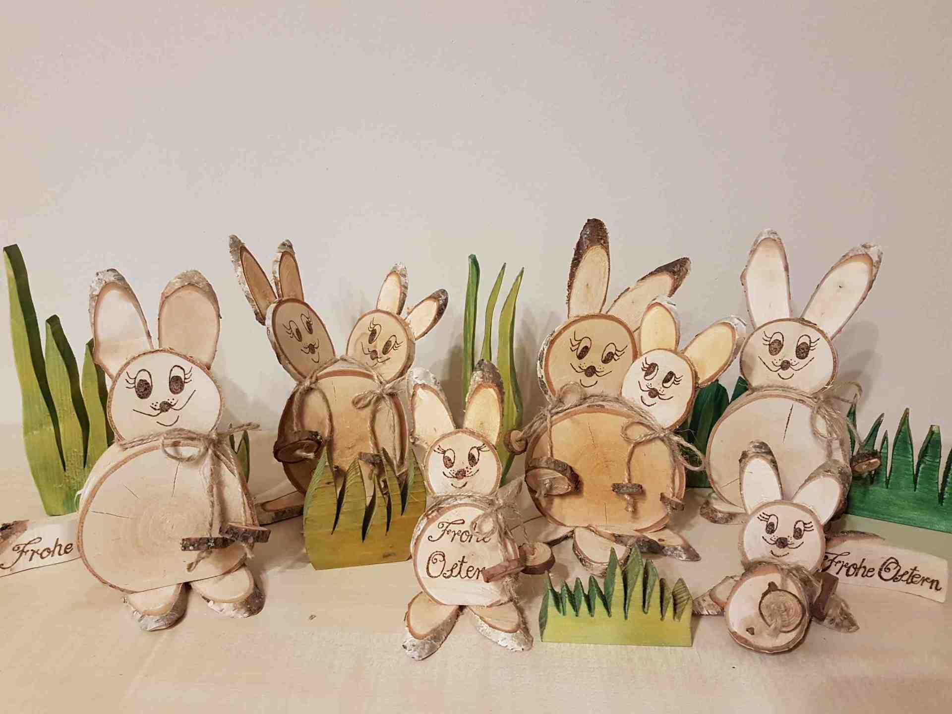 individuelle Osterdekoration Osterhasen aus Birkenholz Unikate