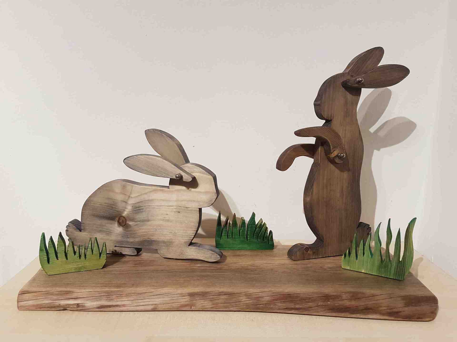 individuelle Osterdekoration Osterhasen aus Holz Unikate Exklusives Lieblingsstück