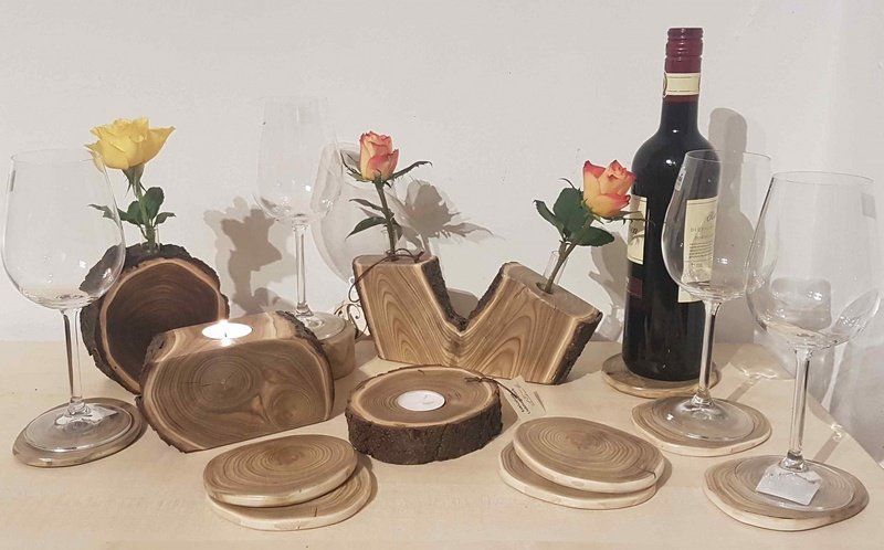 Untersetzer Kerzenständer Vase aus Essigbaum Gaststättendekoration Exklusives Lieblingsstück Unikat Handarbeit