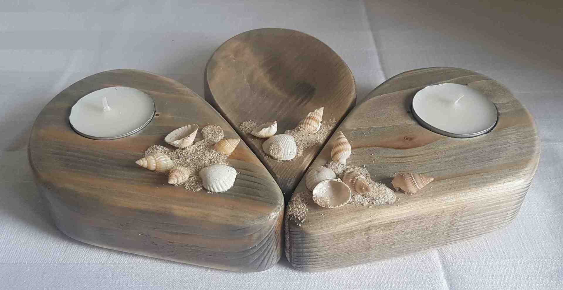 Set aus Holzschale Seifenschale und Teelichhalter Baddekoration Exklusives Lieblingsstück Unikat Handarbeit