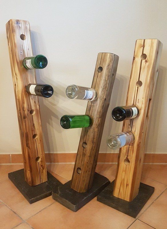 Weinständer aus urigem Holzbalken Exklusives Lieblingsstück Unikat Handarbeit