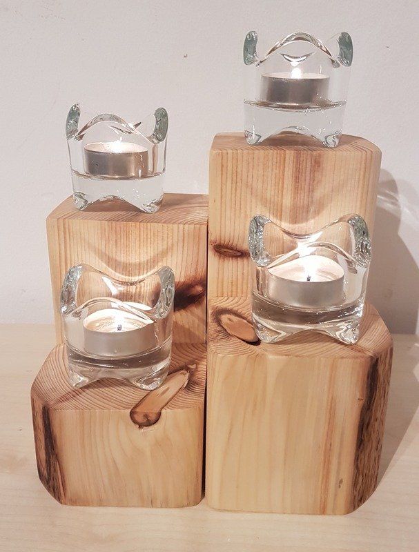 Kerzenständer Teelichhalter aus Holz Balken geölt Exklusives Lieblingsstück Unikat Handarbeit