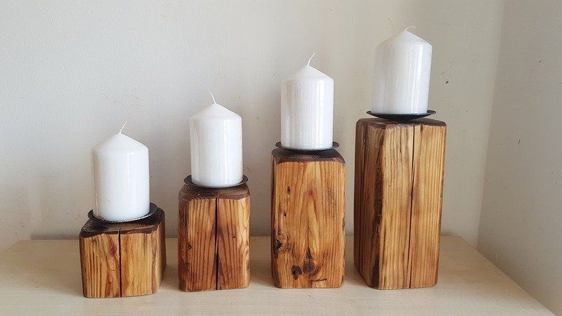 Kerzenständer Teelichhalter aus Holz alter Balken geölt Exklusives Lieblingsstück Unikat Handarbeit