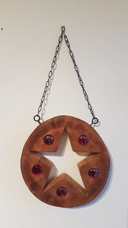 Holzstern Weihnachtsstern hängend mit Glassteinen Unikat in Handarbeit hergestellt Exklusives Lieblingsstück Unikat Handarbeit