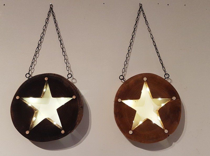 Holzsterne Weihnachtssterne hängend mit LED-Lichterkette Unikat in Handarbeit hergestellt Exklusives Lieblingsstück Unikat Handarbeit