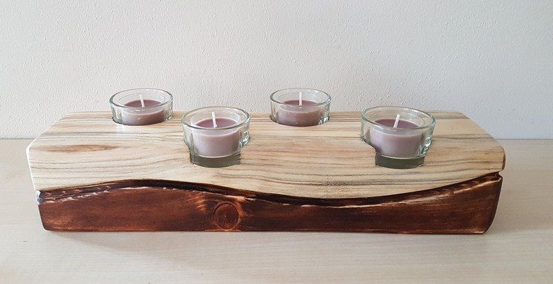 Kerzenständer Teelichhalter aus Holz Balken gebeizt Exklusives Lieblingsstück Unikat Handarbeit