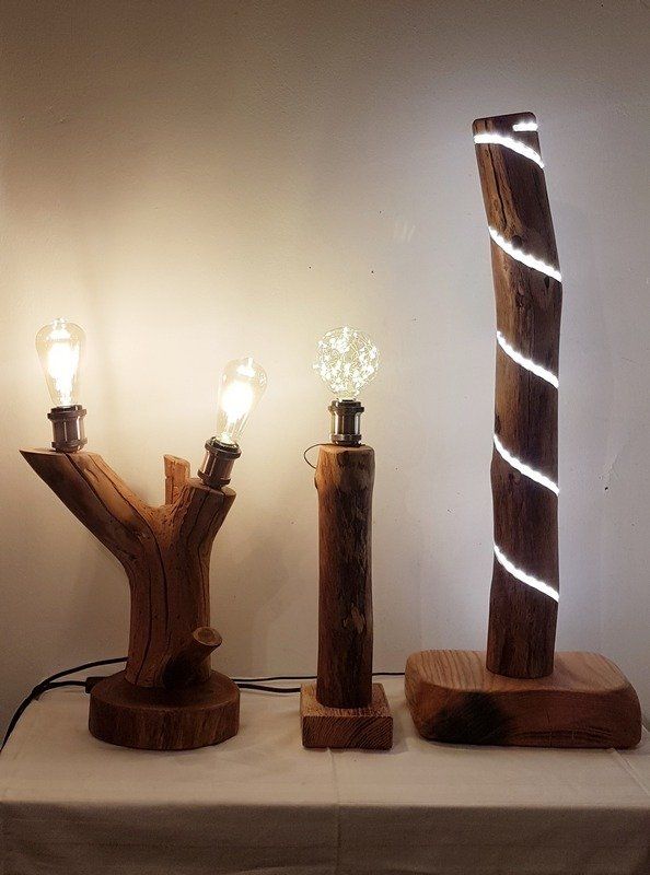 verschiedene Tischlampen aus Holz Unikat Exklusives Lieblingsstück