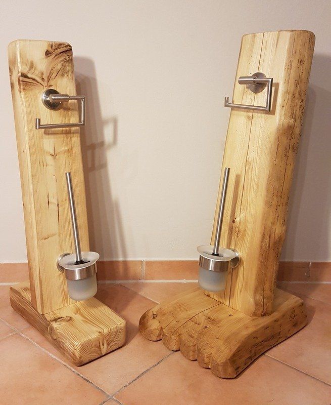 WC-Ständer WC-Garnitur aus alten Balken rustikal Exklusives Lieblingsstück Unikat Handarbeit