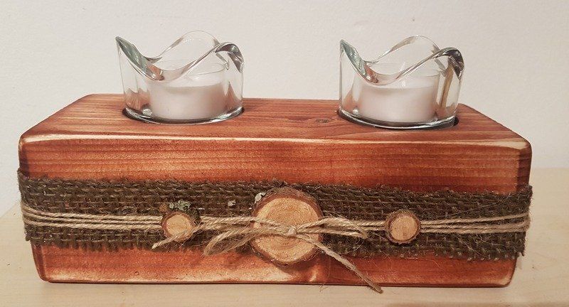 Kerzenständer Teelichhalter aus Holz Balken gebeizt Exklusives Lieblingsstück Unikat Handarbeit