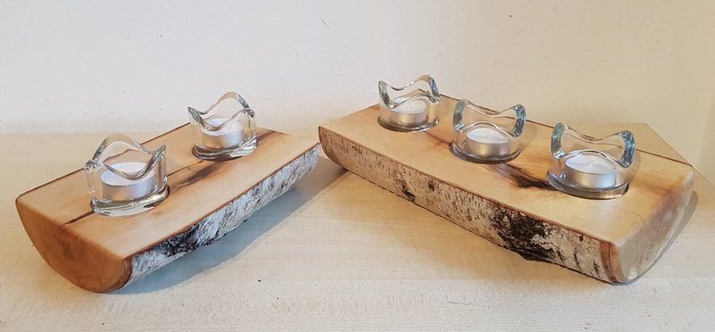 Kerzenständer Teelichhalter aus Holz Birke geölt Exklusives Lieblingsstück Unikat Handarbeit