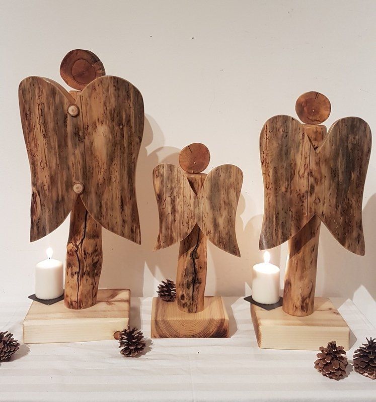 individuelle große Holz Engel Weihnachtsengel als Kerzenständer Unikat in Handarbeit hergestellt Exklusives Lieblingsstück Unikat Handarbeit
