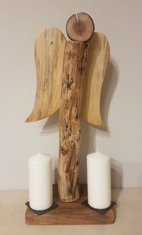 individueller großer Holz Engel Weihnachtsengel als Kerzenständer Unikat in Handarbeit hergestellt Exklusives Lieblingsstück Unikat Handarbeit