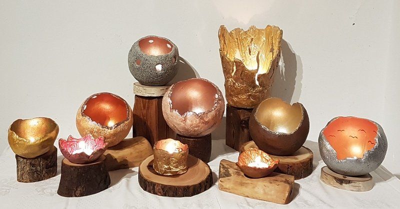 Windlichter aus Knetbeton handgemacht Exklusives Lieblingsstück Unikat Handarbeit