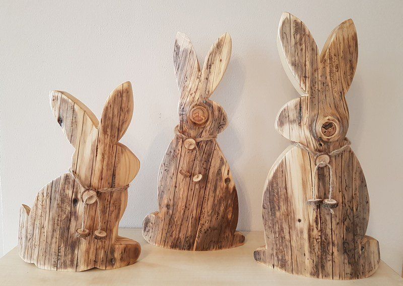 individuelle Osterdekoration Osterhasen aus Holz Unikate Exklusives Lieblingsstück
